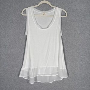 Y2K Dylan Sheer Layered Tank Top Small Modal Blend Ruffle Flowy Long Coquette‎